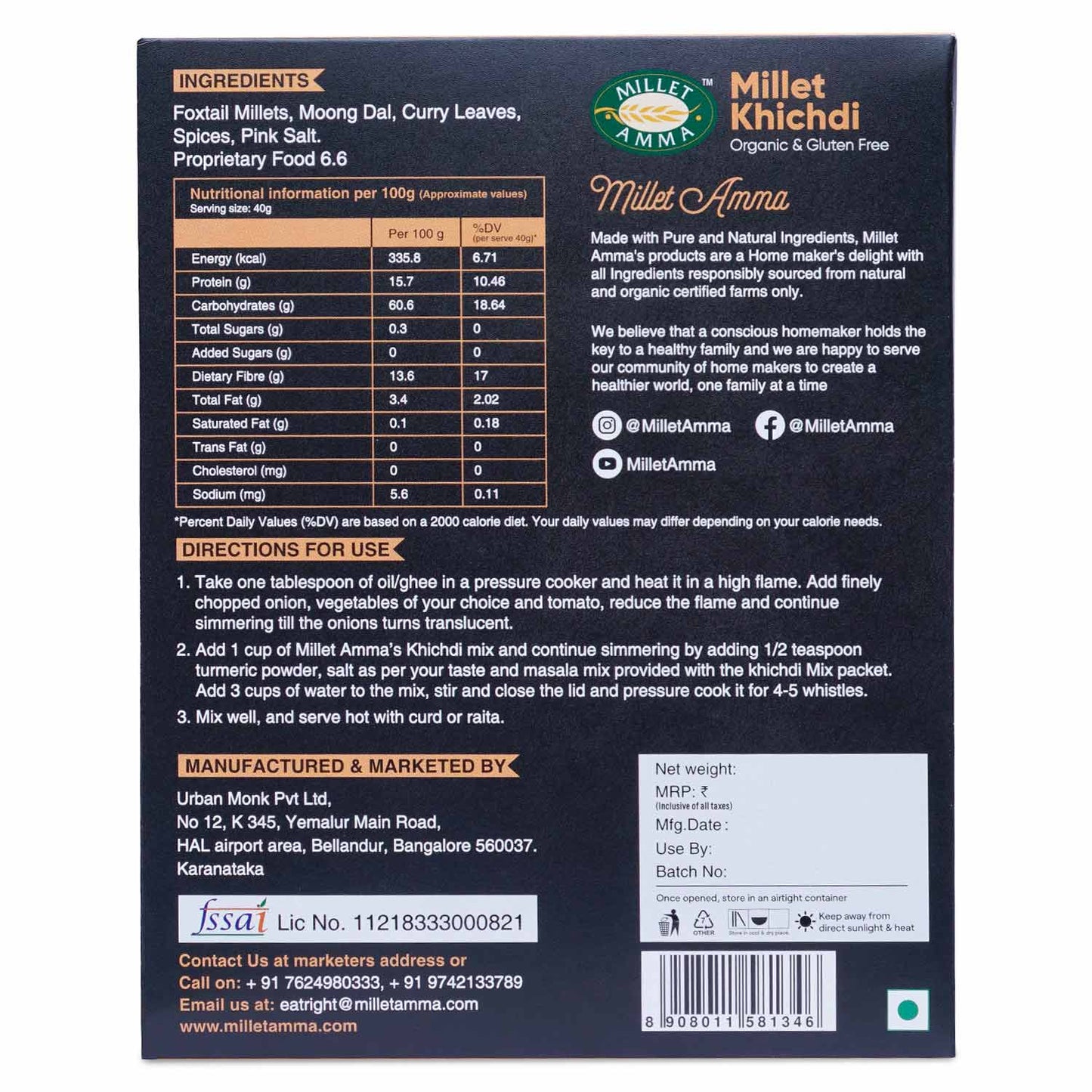 Millet Amma Millet Khichdi Mix - Swadesiicart