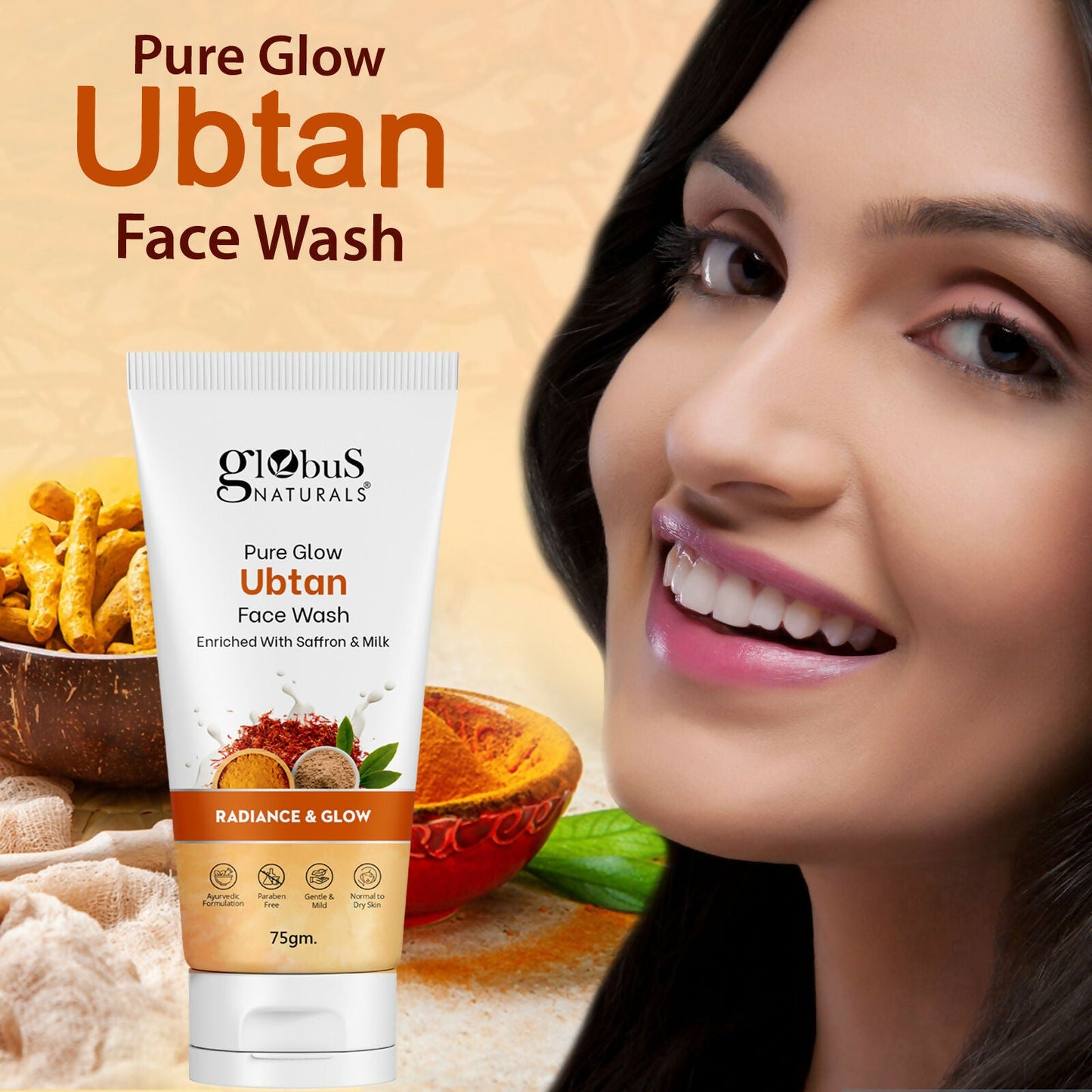 Globus Naturals Pure Glow Ubtan Face Wash | Swadesiicart