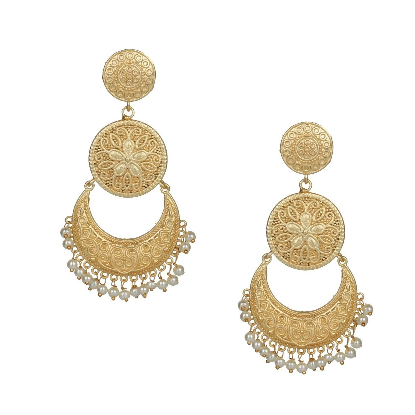 Joban Fashion Women Matte Gold Brass Earrings | Swadesiicart
