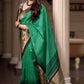 DEIANA'S Beautiful Designer Golden zari Soft Lichi Silk Saree - Green - Swadesiicart