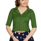 Aastha Fashion Women's Women's Green Art Silk Button Readymade Blouse