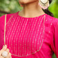 Janasya Pink Georgette Foil Print Kurta,Bottom & Dupatta | Swadesiicart