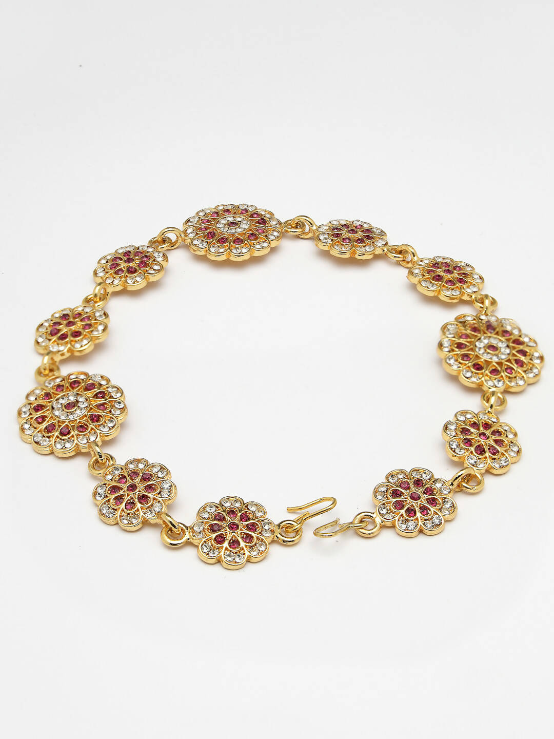 NVR Women's Gold-Polished Traditional Meenakari Stones Trending Matha Patti | Swadesiicart