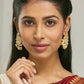 Nuyug 22K Gold-Plated Kundan Stone Studded & Pearl Drop Beaded Crescent Shaped Chandbalis | Swadesiicart