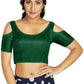 Aastha Fashion Women's Green Art Silk Cold Shoulder Sleeve Readymade Blouse