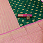 DEIANA'S Beautiful Designer Golden zari Soft Lichi Silk Saree - Green - Swadesiicart