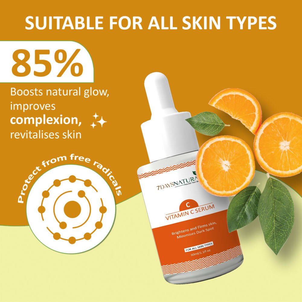 7 Days Vitamin C-Advance Radiance Booster Skin Brightening Face Glowing Serum - Swadesiicart
