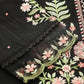 Black Embroidered Chinon Straight Kurta With Trouser & Dupatta - Salimar