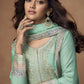 Anaita Sea-Green Chinon Readymade Palazzo Suit with Embroidery Sequence Work
