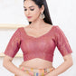 Joban Fashion Magenta Tissue Elbow Sleeveless Back Open Blouse - Swadesiicart