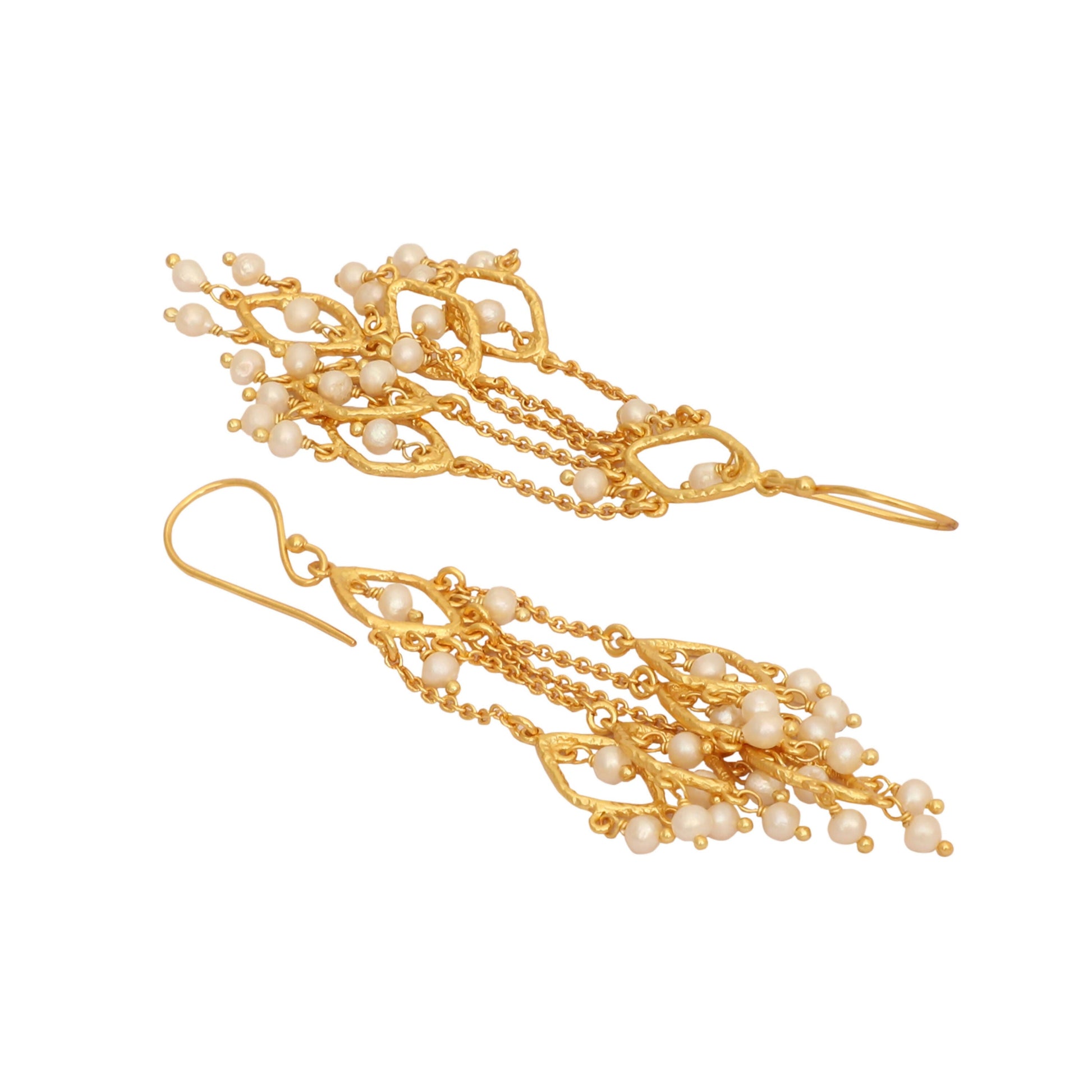 Nuyug 18k String of Pearls Gold Anti Tarnish Earrings | Swadesiicart