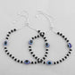 VOJ Set of 2 Silver Plated Evil Eye With Black And Silver Beads Anklet - Swadesiicart