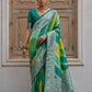 Vishnu Weaves Women's Green Banarasi Silk Zari Woven Saree with Blouse - Swadesiicart