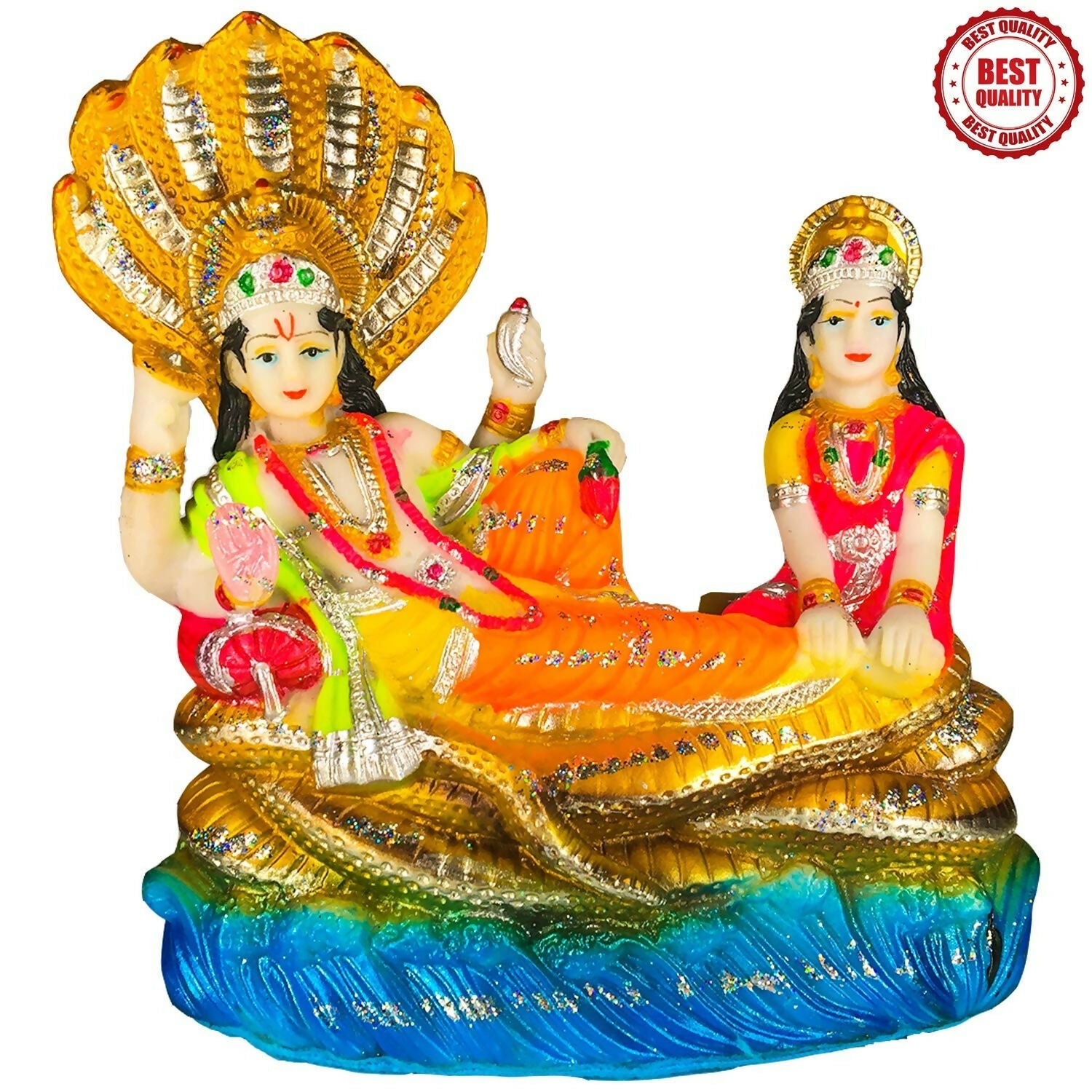 Blissful Polymer Unbreakable Action Lord Vishnu Laxmi Idol - Swadesiicart