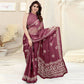 Women's Partywear Designer Wine Chinon Shiffon Fancy Saree - Dyuti | Swadesiicart