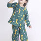 Breathables Green Giraffe Print Cotton Nightsuit Set For Kids