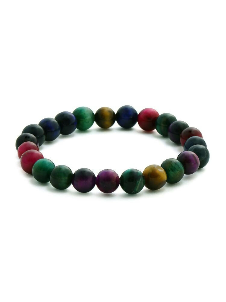 Red Carnelian, Lapis Lazuli, Amethyst and Green Avanturine Multicoloured Cyrstal Beads bracelet - Ruby Raang | Swadesiicart