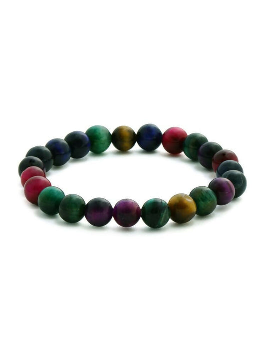 Red Carnelian, Lapis Lazuli, Amethyst and Green Avanturine Multicoloured Cyrstal Beads bracelet - Ruby Raang | Swadesiicart