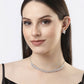 NVR Women Silver-Plated American Diamond Jewellery Set Necklace & Earrings | Swadesiicart