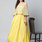 Ahalyaa Women Crepe Printed Yellow Dress | Swadesiicart