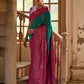 Vishnu Weaves Women's Rama Banarasi Silk Kalamkari Zari Woven Saree with Blouse - Swadesiicart