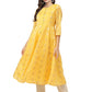 Ahalyaa Women Yellow Chanderi Jacquard Woven Dress | Swadesiicart