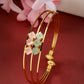 NVR Women's Gold-Polished CZ Stone-Studded Cuff Bracelet - Swadesiicart