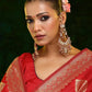 Ruby Raang 22k Gold Polished Kundan Chand Earrings With Ear Chains | Swadesiicart