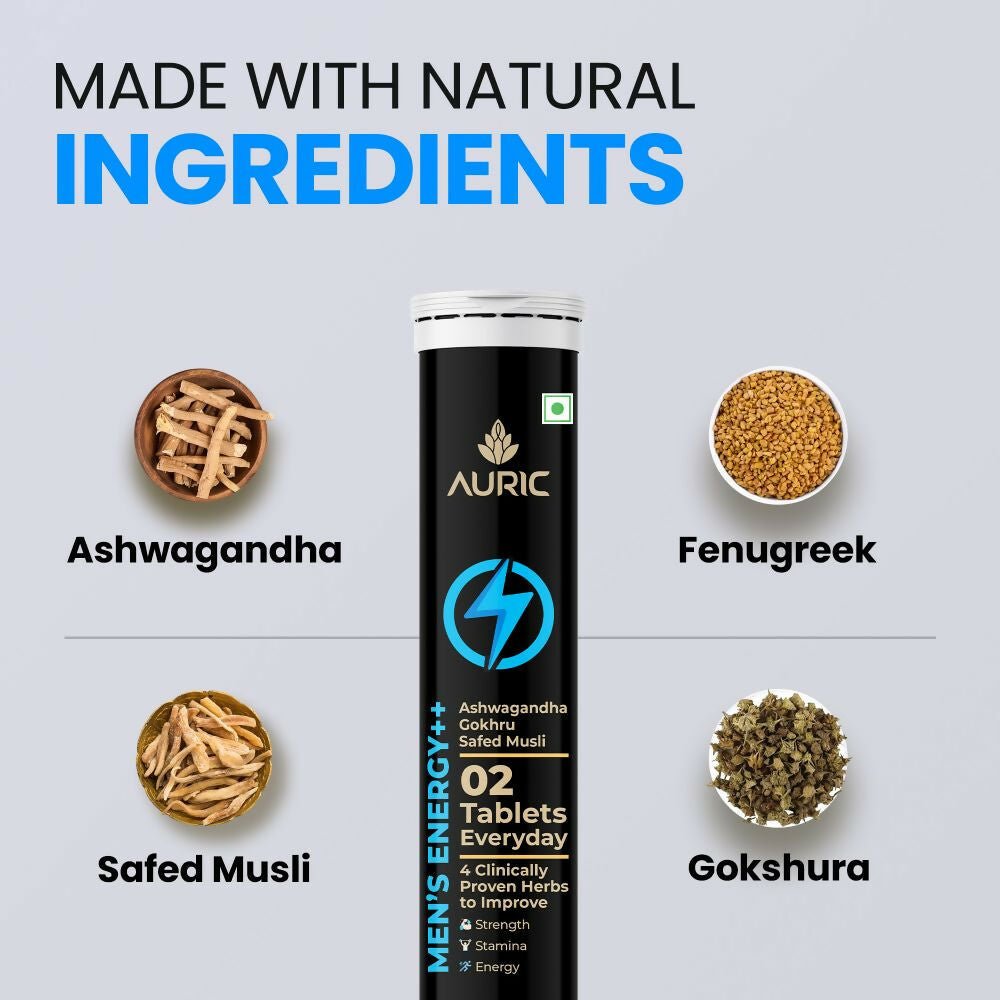 Auric Men's Energy++ Effervescent Tablets - Swadesiicart
