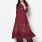 Aniyah Rayon Maroon Color Block Print Anarkali Palazzo Set (AN-181K)
