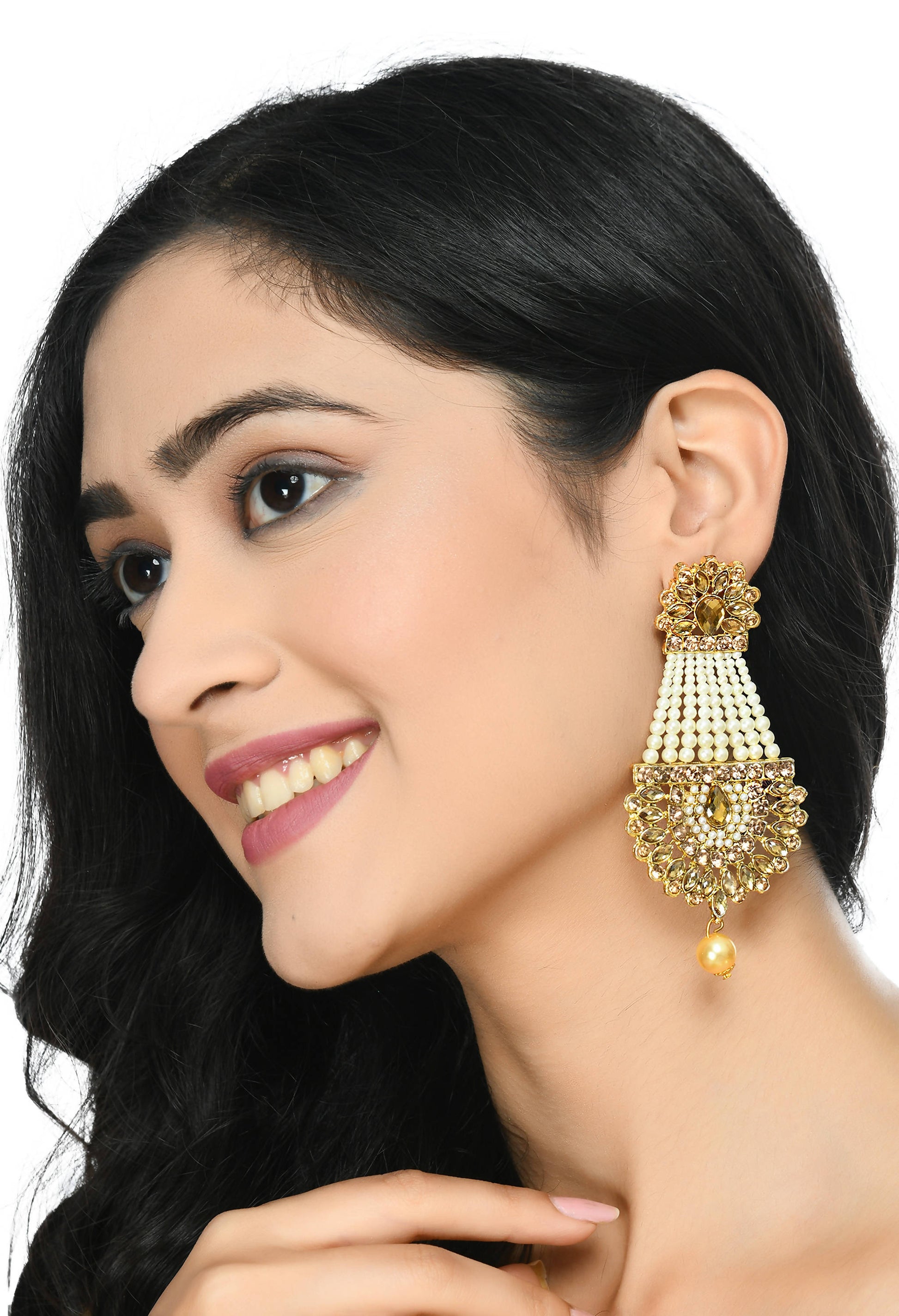 Mominos Fashion Johar Kamal Earrings With Kundan & Pearls Work - Swadesiicart