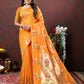 Lorenvalley Fashion Orange Soft Paithani Silk Woven Design Gold Zari Meenakari Weaving Saree - Swadesiicart