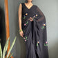Aayaa Designer 1 min Hand Painted Ready to Wear saree - Black | Swadesiicart