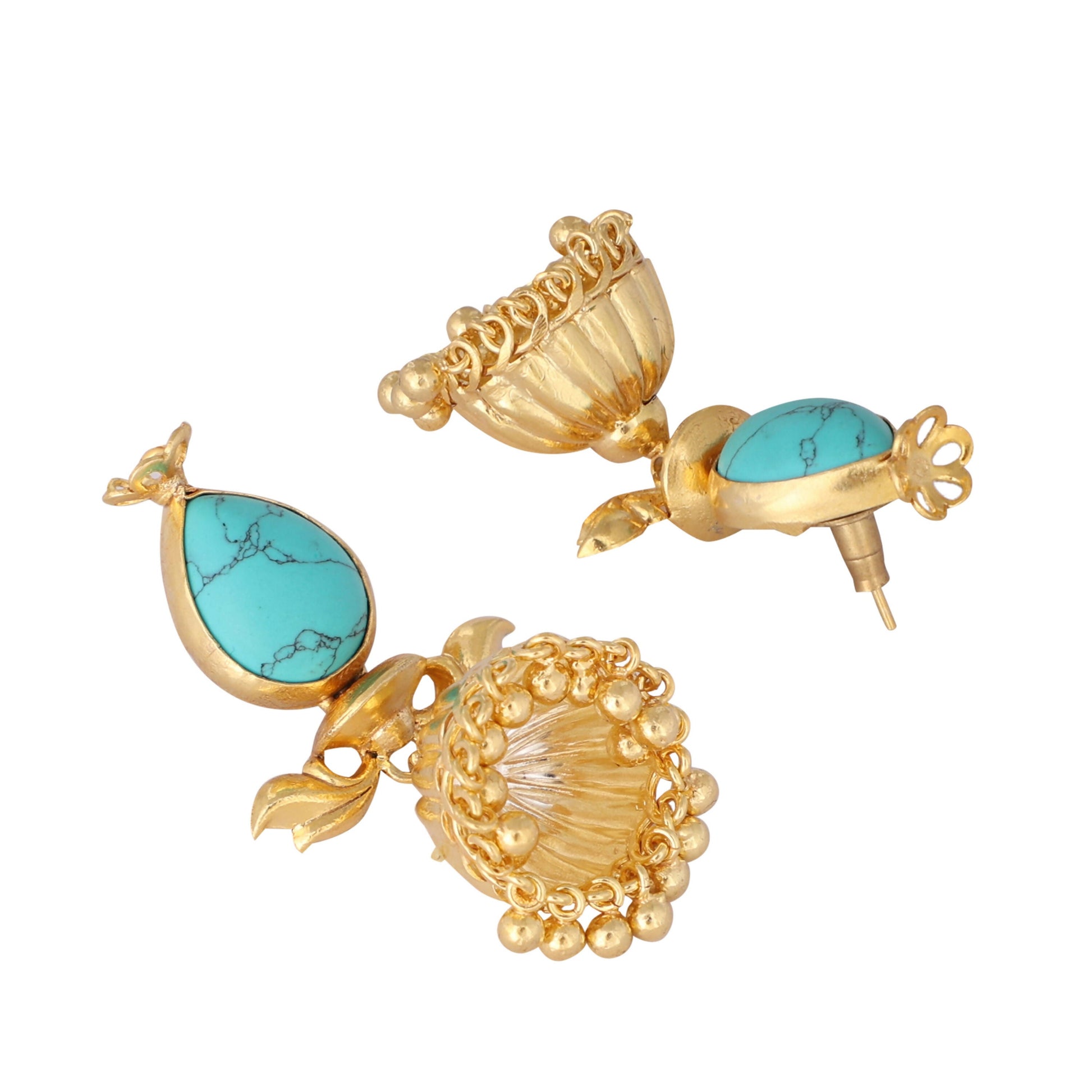 Nuyug 22K Gold Plated Turquoise Grace Earrings | Swadesiicart