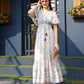 Off white Rayon Foil Printed Long Dress - Michan | Swadesiicart