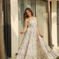 Lorenvalley Cream Rayon Floral Print Fit & Flare Gown - Swadesiicart