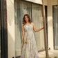 Lorenvalley Cream Rayon Floral Print Fit & Flare Gown - Swadesiicart