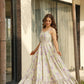 Lorenvalley Cream Rayon Floral Print Fit & Flare Gown - Swadesiicart