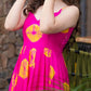 Lorenvalley Magenta Rayon Floral Print Fit & Flare Gown - Swadesiicart