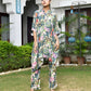 Vaasva Women's Dark Green Musline Viscose Digital Printed Kaftan Pant Set | Swadesiicart