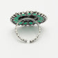 NVR Women's Green Silver-Plated Circular Shape Adjustable Finger Ring | Swadesiicart