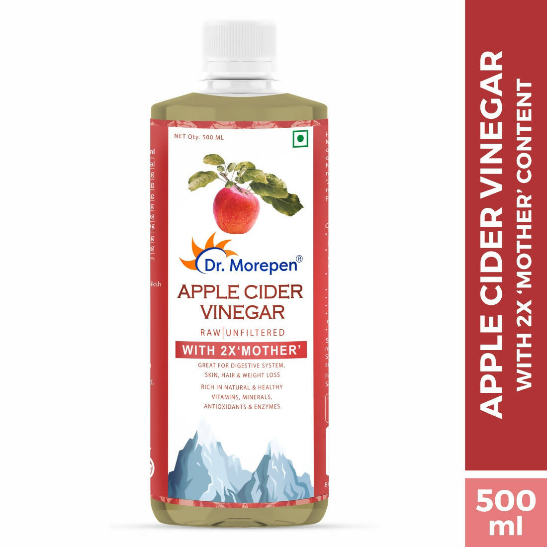Dr. Morepen Apple Cider Vinegar With 2x Mother for Weight Management, Immunity, Skin & Hair - Swadesiicart