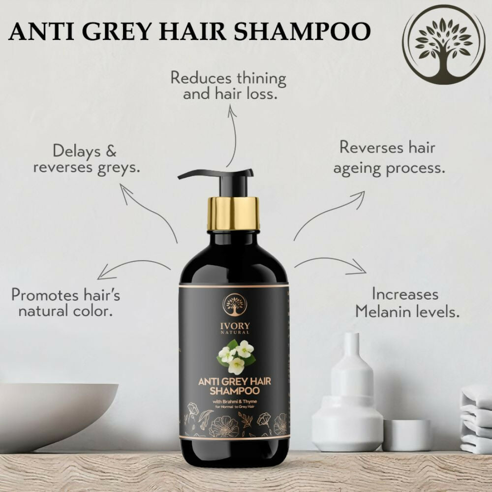 Ivory Natural Grey Hair Shampoo For Nature-Inspired Grey Coverage And Revitalization | Swadesiicart
