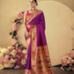 Vishnu Weaves Women's Wine Paithani Silk Saree with Blouse - Swadesiicart