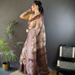 Joban Fashion Brown Floral Motifs Banarasi Silk Sarees | Swadesiicart