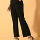 Myshka Women's Black Solid Coat With Trousers - Swadesiicart