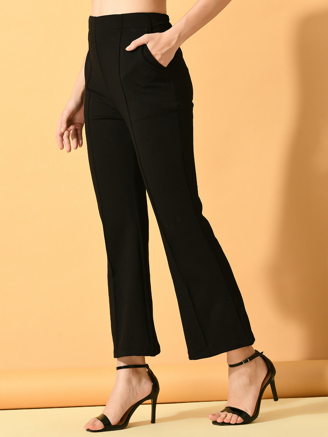 Myshka Women's Black Solid Coat With Trousers - Swadesiicart