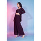 Maroon Georgette Sequence With Thread Designer Co-Ord Set - Flory - Swadesiicart