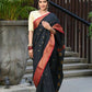 Beatitude Black Cotton Banarasi Saree | Swadesiicart