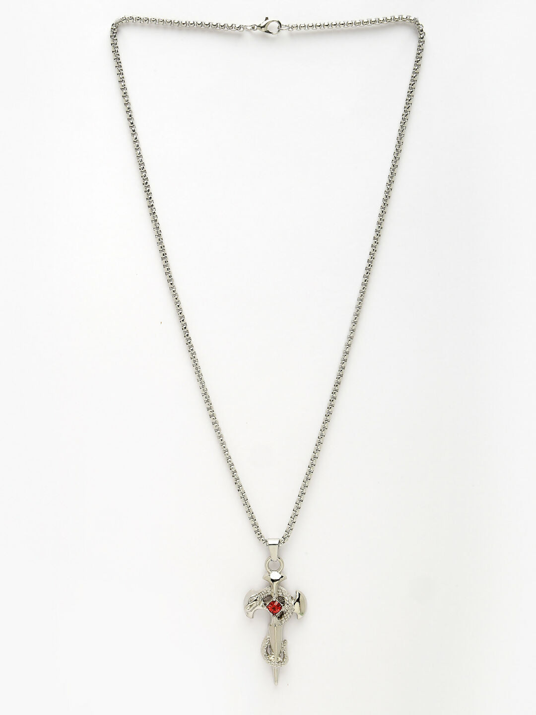 NVR Men's Silver-Plated Stainless Steel Pendant with Chain - Swadesiicart